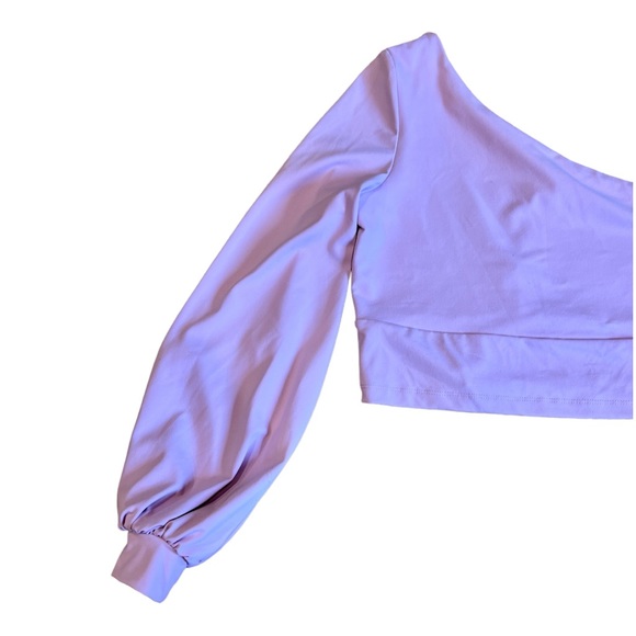 Susana Monaco One Shoulder Long Sleeve Crop Top in Petal Pink (XL) - Picture 6 of 11